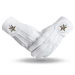 Order of the Eastern Star OES Gloves 3 Pairs - White Cotton Star 3 pairs