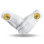 Rose Croix Seven Seals Cotton Gloves - 2 pairs  White Gold Round Patch Lodge