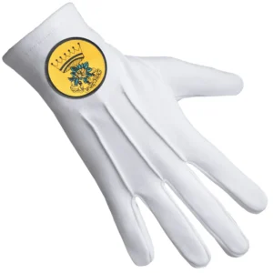 Rose Of Seven Seals Gloves - White Pure Cotton Yellow Round Patch