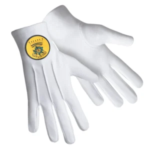 Rose Of Seven Seals Gloves - White Pure Cotton Yellow Round Patch