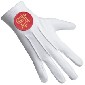 Heroines Of Jericho Pha Gloves - White Cotton With Red Round Patch