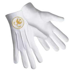 The Order Of The Golden Circle Pha Gloves - White Cotton With Gold Emblem