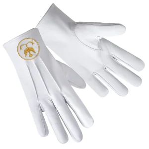 The Order Of The Golden Circle Pha Gloves - White Leather With Gold Emblem