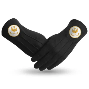 The Order Of The Golden Circle Pha Gloves - Black Cotton With Gold Emblem