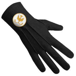 The Order Of The Golden Circle Pha Gloves - Black Cotton With Gold Emblem