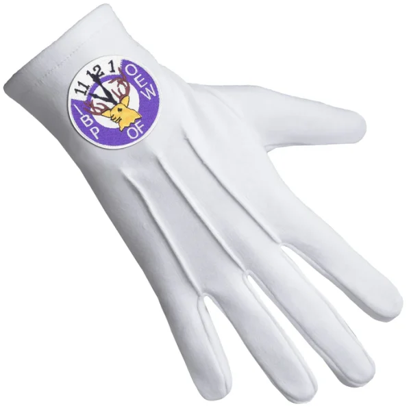 Elks Of The World Gloves - Elk Head Clock White Cotton