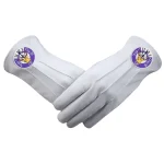 Elks of the World Gloves 2 pairs - White Leather Elk Head Clock Machine Embroidery