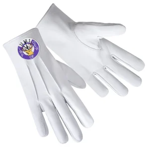 Elks Of The World Gloves - Elk Head Clock White Leather