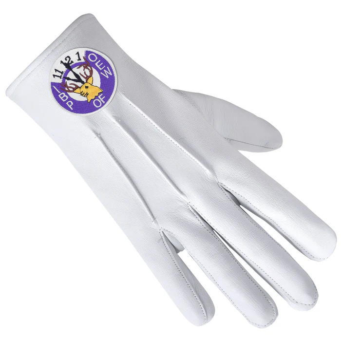 Elks Of The World Gloves – Elk Head Clock White Leather