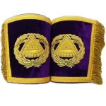 Grand Master Blue Lodge Cuffs Purple Velvet - Gold Hand Bullion Embroidered Fringe