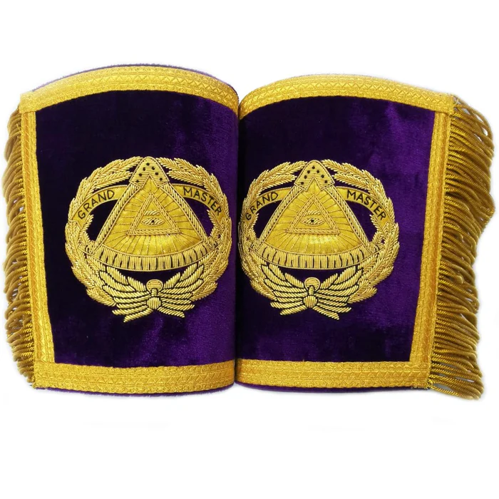 Grand Master Blue Lodge Cuff – Purple Hand Bullion Embroidery with Fringe