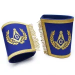 Master Mason Blue Lodge Cuff - Blue Embroidered Square and Compass G With Fringe
