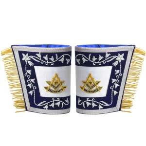 Past Master Blue Lodge Cuff - Dark Blue & Silver with Fringe