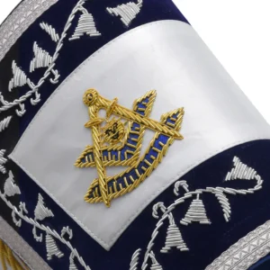 Past Master Blue Lodge Cuff - Dark Blue & Silver with Fringe - Image 3