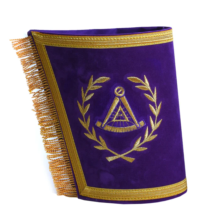 Grand Master Blue Lodge Cuff – Purple Hand Embroidery with Fringe Front