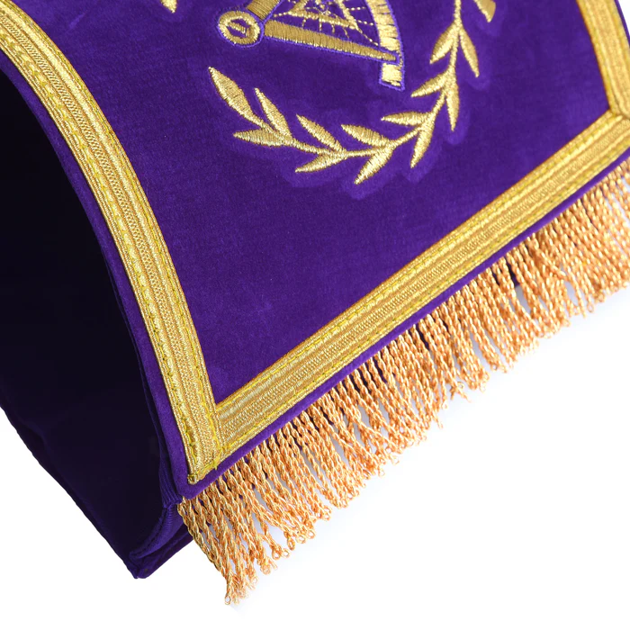 Grand Master Blue Lodge Cuff – Purple Hand Embroidery with Fringe Show