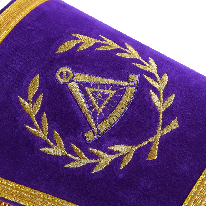 Grand Master Blue Lodge Cuff – Purple Hand Embroidery with Fringe Patch