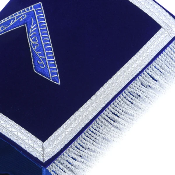 Worshipful Master Blue Lodge Cuff - Blue Velvet Hand Embroidered Fringe