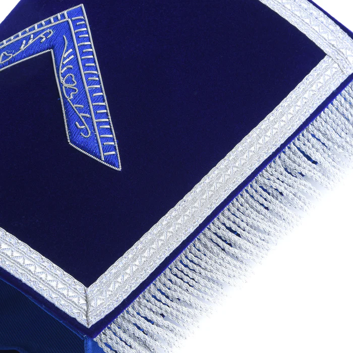 Worshipful Master Blue Lodge Cuff – Blue Velvet Hand Embroidered Fringe