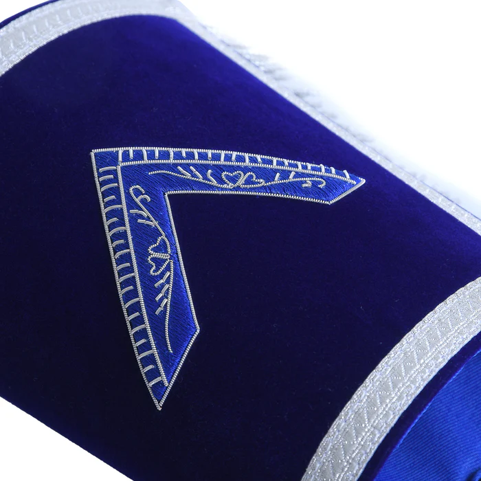 Worshipful Master Blue Lodge Cuff – Blue Velvet Hand Embroidered Patch