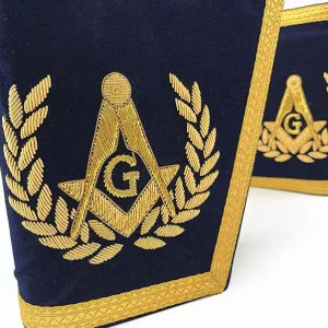 Master Mason Blue Lodge Cuff - Navy Blue Hand Embroidered Square & Compass G