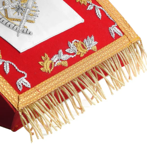 Past Master Blue Lodge California Regulation Cuff - Red Hand Embroidery with Gold Fringe Show