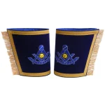 Past Master Blue Lodge Velvet Cuffs - Gold Fringe Hand Embroidery