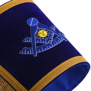 Past Master Blue Lodge California Regulation Cuff - Blue Hand Embroidery with Gold Fringe Patch