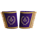 Master Mason Blue Lodge Cuff Purple Velvet - Hand Embroidery Gold Fringe