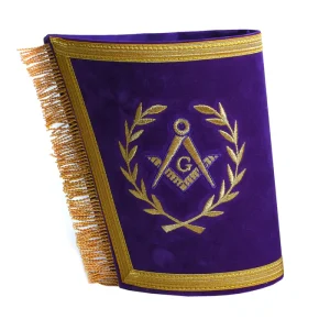 Master Mason Blue Lodge Cuff - Hand Embroidery with Gold Fringe Front