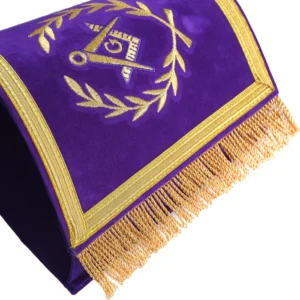 Master Mason Blue Lodge Cuff - Hand Embroidery with Gold Fringe Show