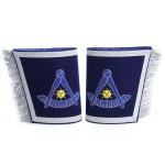 Past Master Blue Lodge California Regulation Cuff - Blue Velvet Hand Embroidered