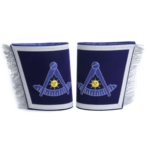 Past Master Blue Lodge California Regulation Cuff - Blue Hand Embroidery with Fringe