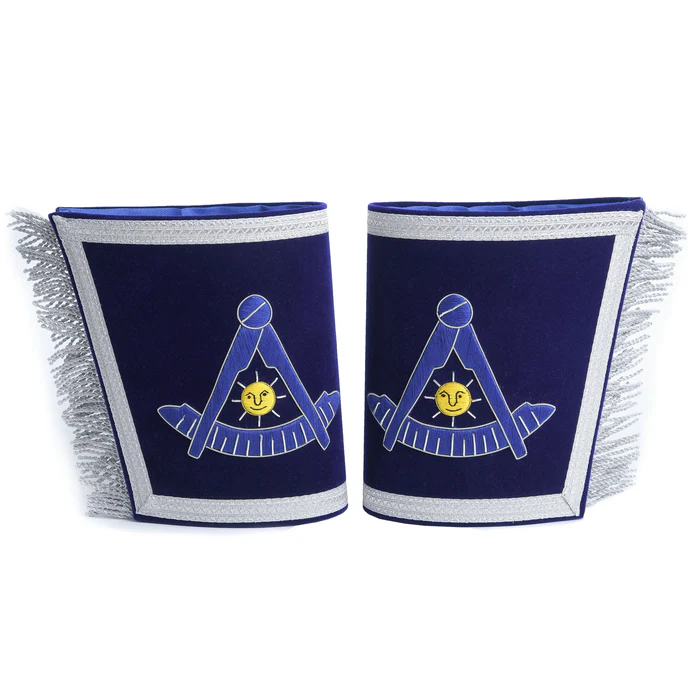 Past Master Blue Lodge California Regulation Cuff – Blue Hand Embroidery with Fringe