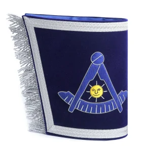 Past Master Blue Lodge California Regulation Cuff - Blue Hand Embroidery with Fringe Front