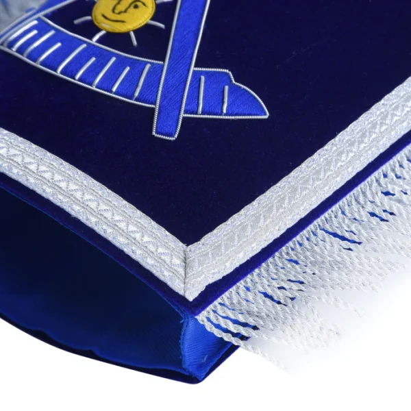 Past Master Blue Lodge California Regulation Cuff - Blue Hand Embroidery with Fringe Show