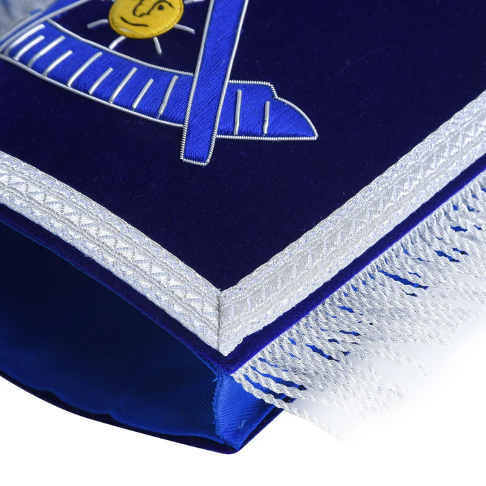 Past Master Blue Lodge California Regulation Cuff – Blue Hand Embroidery with Fringe Show