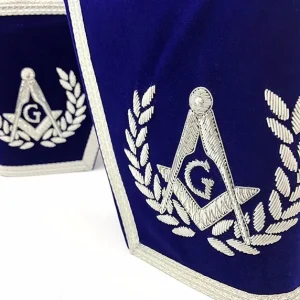 Master Mason Blue Lodge Cuff - Dark Blue & Silver Hand Embroidery