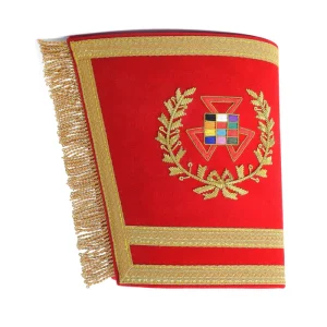 Past Grand High Priest Royal Arch Chapter Cuff - Red Velvet with Gold Fringe Front