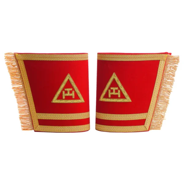 Royal Arch Chapter Cuff - Red Velvet with Triple Tau Emblem