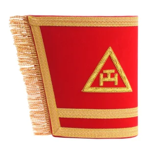 Royal Arch Chapter Cuff - Red Velvet with Triple Tau Emblem Front