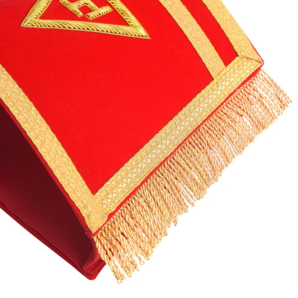 Royal Arch Chapter Cuff - Red Velvet with Triple Tau Emblem Fringe