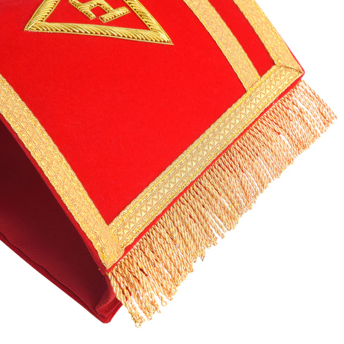 Royal Arch Chapter Cuff – Red Velvet with Triple Tau Emblem Fringe