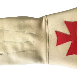 Knights Templar Commandery Gauntlet - Buff Leather with Red Maltese Cross Back