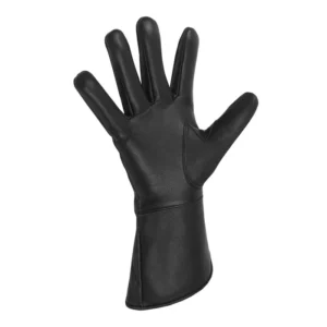 Order of Malta Commandery Gauntlets - Black Leather with White Maltese Cross Front