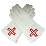 St. Thomas of Acon Gauntlets Gloves- White Leather Red Cross