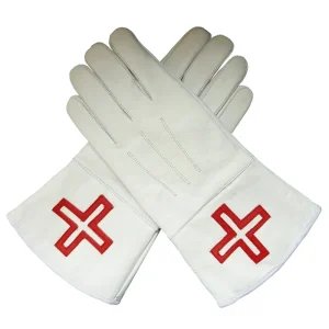 St. Thomas of Acon Gauntlets - White Leather with Red Cross