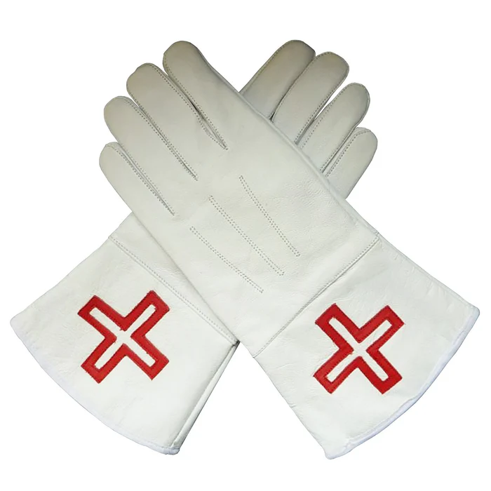 St. Thomas of Acon Gauntlets – White Leather with Red Cross