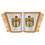 33rd Degree Scottish Rite Cuffs White Silk - Gold Bullion Hand Embroidered