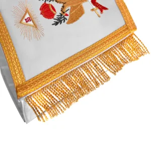 33rd Degree Scottish Rite Cuff - White Silk with Machine Embroidery Bullion - Image 4